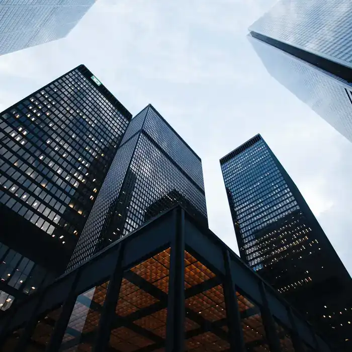 Office towers seen from below